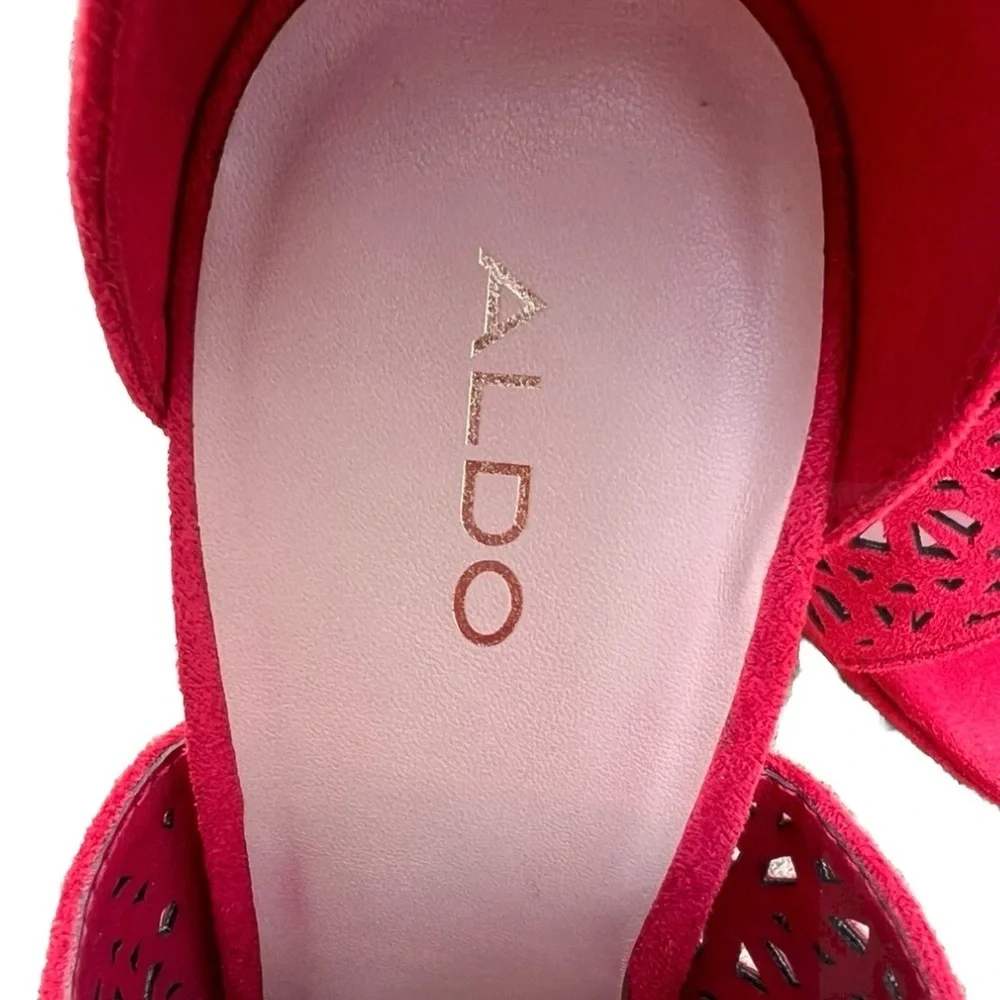 Aldo Suede Vizzola Vibrant Red Cutout Heels EUC 10